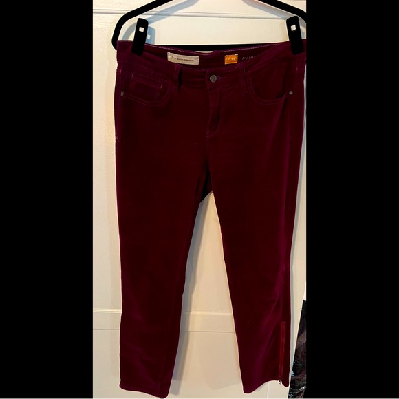 ANTHROPOLOGIE PILCRO FIT STET BURGUNDY CORDUROY ANKLE ZIP PANTS - Size 29 - Picture 3 of 16